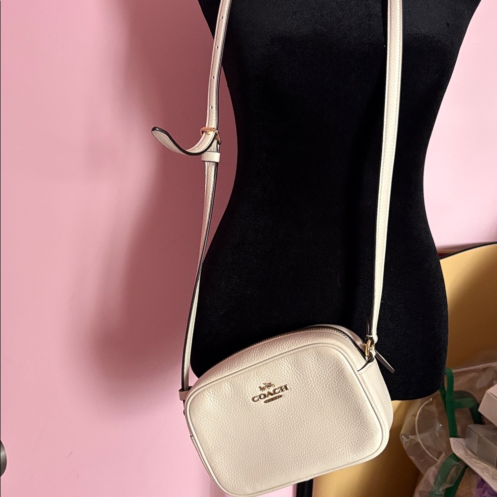 COACH Pebbled Leather Crossbody Bag in White